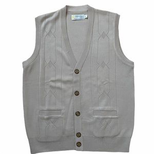 NWT Mens Two Pocket Five Button Knit Beige Vest XL